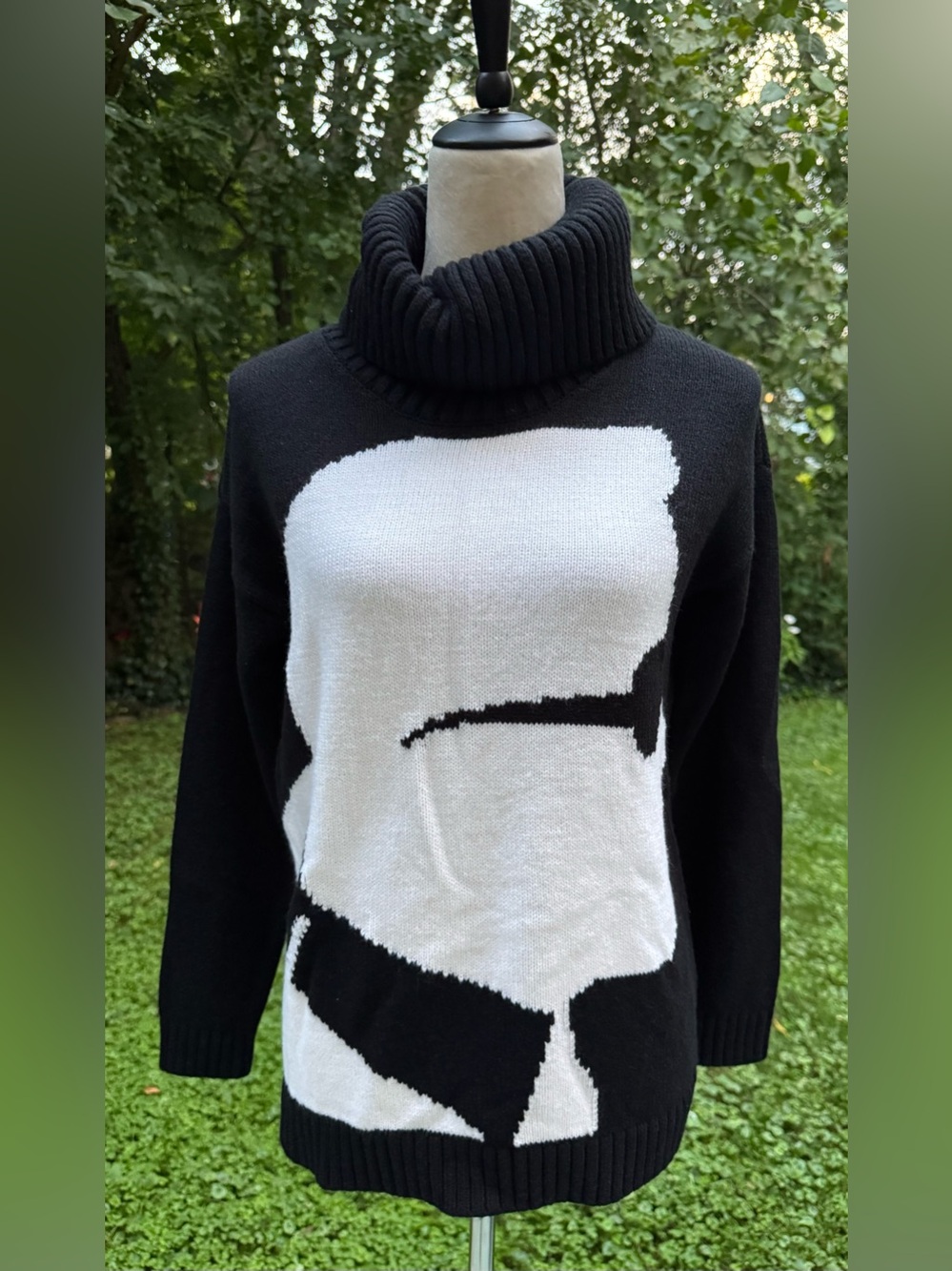 Karl Lagerfeld Paris Silhouette Cowl Turtleneck Tunic Sweater XS Extra Small
